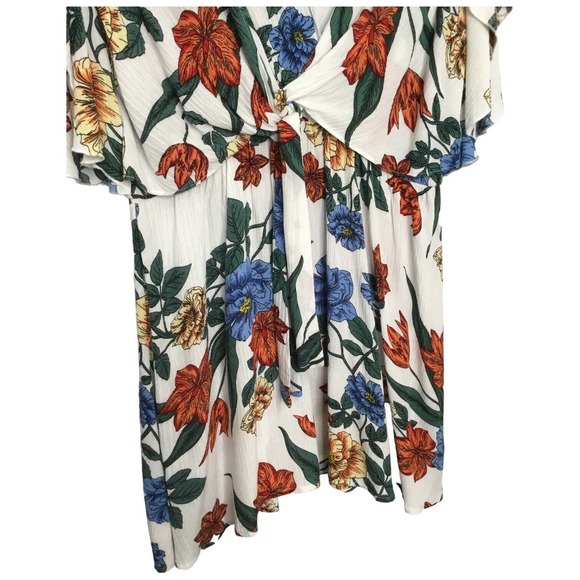 Umgee Tropical Floral Flare Sleeve Tie Front Fit Dress L - Picture 5 of 14